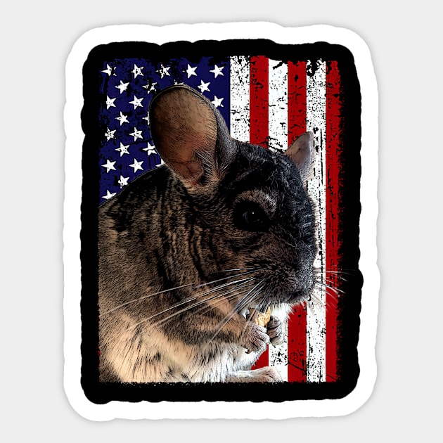 Cute and Cozy Chinchilla USA Flag Tee for Rodent Lovers Sticker by Gamma-Mage